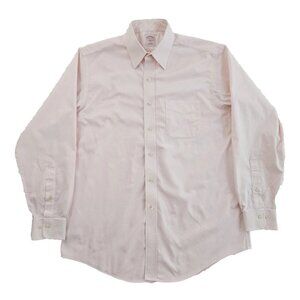Brooks Brothers 346 Shirt Men's 16 4/5 Pink Non-Iron Point Collar Button-Up EUC